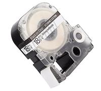 Bewinner 8M Universal Label Tape Replacement for LW Series & KINGJIM Printers, 18mm Clear PET Tape with Black Lettering on Gold Background, Oil Alcohol Scratch Resistant, Fade (18mm Black Text on