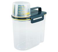 Bewinner Airtight Rice Storage Bin 2kg with Pour Spout & Measuring Cup - Clear Cereal Container Dispenser for Kitchen Countertop, Food Grade PP Grain Dispenser, Keep Rice and (1.5kg Green)