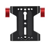 Bewinner Aluminum Alloy Camera Base Plate with 15mm Rod Rail Clamp for Tripod Mounting, Multipurpose Video Rig Support, 1/4in 3/8in Screw Holes, Lightweight and Strong