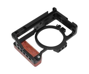 Bewinner Aluminum Alloy Camera Cage with Wood Handle for ZV-1 II ZV-1F, Video Rig with 1/4" & 3/8" Screw Holes, Cold Shoe Mount, Protective Metal Frame