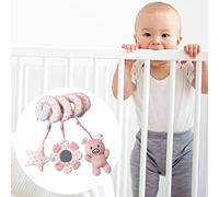 Bewinner Baby Pram Crib Activity Spiral Plush Toys Hanging Mobile Fun Color Perception Sensitivity Elephant Bear Decoration (Pink)