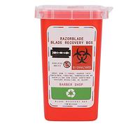 Bewinner Barbershop Vane/Wing Disposal Container Box for Shaving - Safe, Durable Plastic with Secure Lid for Salon & Home Use (Red)
