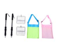 Bewinner Beach Sifter Shell Collector with Expandable Mesh Bag, Metal Sand Sieve for Shells Sea Glass Treasures, Beachcombing Tool Kit Includes 1 Shovel + 1 Shell Bag for Shore Exploration (2