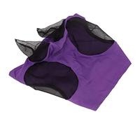Bewinner Breathable Horse Mesh Fly Mask with Ears Protection for Horses, UV Resistant Elastic Horse Face Mask, Riding Equestrian Equipment for Adult Horses Ponies, Black (Purple)
