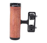 Bewinner Camera Cage Side Handle with Wooden Grip, Adjustable 1/4" Screw Mount, Left/Right Installation, Cold Shoe & 1/4" Hole for Accessories