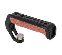 Bewinner Camera Top Handle with 3 Cold Shoes, Aluminum Alloy Wooden Grip, 1/4" & 3/8" Threaded Holes for DSLR Camera Cage, Ergonomic Lightweight Handle