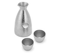 Bewinner Camping Sake Pot Set, Pure 390ML Sake Bottle with 2X 40ML Cups, Lightweight Portable Japanese Carafe for Outdoor, Fast Heating Concave Bottom & Eagle Beak Spout (Concave Pot + 2 Cups
