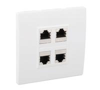 Bewinner Cat 6 Ethernet Wall Plate 4 Port Female to Female, Avoid Clutter Internet Wall Plate for CAT5/CAT5E/CAT6/CAT6A, Removable 4 Port, Standard Size 86x86mm ABS,