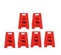 Bewinner Cat Vomit Caution Sign, 6-Pack Funny Plastic Warning Signs for Indoor Use, 4x2.8 Inch Pet Vomit Alert Sign for Cats (Red)