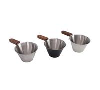 Bewinner Coffee Measuring Cup Set 100ml 304 Stainless Steel with Scale, Walnut Handle Multipurpose Measuring Tool Silver Black White for Precise Pouring