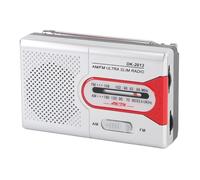 Bewinner Compact Pocket Radio with Speaker, AM FM Battery Operated Transistor Radio, Headphone Jack for Home Outdoor, Portable Radio (Silver Red)