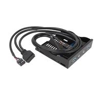 Bewinner Compact USB 3.0 Front Panel Hub for Quick Data Transfer, 3.5 Inch USB3.0 Floppy Drive Front Panel with HD Sound Interface for Gamers Resin+Iron (Black)
