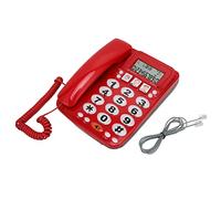 Bewinner Corded Phone with Caller ID for Home Office, Wired Landline Telephone Adjustable Ringtone Shortcuts Memory Speed Dial Dual Interface, Plug and Play Desk Phone (Red)