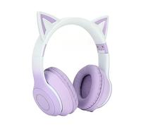 Bewinner Cute Cat Ear Gaming Headphones, LED Lights 3.5mm Wired Wireless BT Foldable Gaming Headset for PC, Laptop Headset with Noise Canceling Microphone for Gift, Game (Purple)