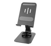 Bewinner Desktop Phone Stand 360° Rotating Foldable Holder, Aluminum Alloy Adjustable Mount for 4-10 Inch Smartphones and Tablets, Home Office Travel
