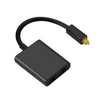 Bewinner Digital Optical Audio Splitter Adaptor 1 in 2 Out, Gold Connectors, Low-loss Core for CD Player, Ideal for Receiver and Recorder, Fiber Audio Cable for Home Theater (Black)