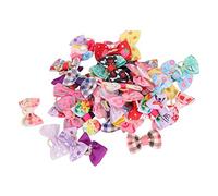Bewinner Dog Hair Bows 50pcs with Rubber Bands, Pet Grooming Bowknots for Wedding Birthday Christmas Halloween, Cute Puppy Headdress Pattern Dog Hair Accessories