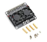 Bewinner Double Computer Case Cooling Fan, 40Pin Expansion Board Heat Sink Active Cooling Dual Fans with LED Light for Raspberry Pi 4B/3B+/3B Cooling Fan Water Cooling Systems