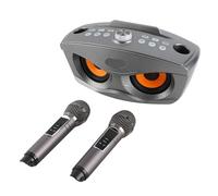 Bewinner Double Handheld Wireless Microphone Karaoke Machine with Bluetooth 4.2 Speaker - 30W Stereo Sound, Voice Cancel, USB//AUX Input, Home Party Outdoor Equipment (Gray)
