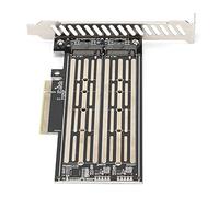 Bewinner Dual M.2 PCIe Adapter Transfer Card M-Key NVMe M.2 to PCIe X8 Double Digit Large Capacity Storage SSD Adapter Card 2230, 2240, 2260, 2280, 22110