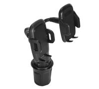 Bewinner Dual Phone Holder 360 Degree Rotatable Car Cup Phone Mount Stable Shake Free for Smartphones 4-7 Inches Black Cup Holder for Car for All Driver ABS Material