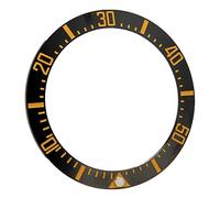 Bewinner Durable 40mm Ceramic Watch Bezel Insert with Clear Digit Scale for Watch Dial, Easy Replacement Accessory for Repair, Fits 1.3in Inner Ring, Ideal for Dark Environments (Gold Character