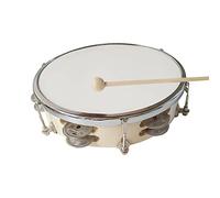 Bewinner Durable Wood and Plastic 8 Inch Tambourine Handbell Hand Drum, Clear and Bright Sound, Enhancing Confidence in Children, Perfect for Family Time