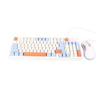 Bewinner Ergonomic Gaming Keyboard and Mouse Combo, Mechanical Feel USB Wired Full Size Keyboard for PC & Laptop, Lake Blue, Durable ABS