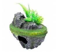 Bewinner Floating Moss Rock Aquarium Decor, Artificial Suspended Stone Hideaway for Fish Tank Landscape, Floating Island Small Aquarium Fish Cave Water Ornament (Island Small)