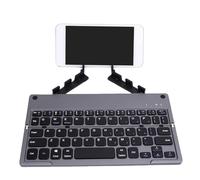 Bewinner Foldable Bluetooth Keyboard with Phone Stand, Slim 6mm Portable Travel Keyboard, 140mAh Rechargeable Wireless Keyboard, Silent Folding Design for Tablet, Phone, Laptop (Grey Black)