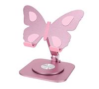 Bewinner Foldable Mobile Phone Holder for Desk, 360° Rotating Cell Phone Stand, Adjustable Aluminum Alloy Desktop Mount with Silicone Pads, Portable Folding Device Holder for Home Office