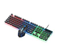 Bewinner Gaming Keyboard and Mouse Combo, 104 Key Wired USB Keyboard with 1000DPI Optical Mouse, 6 Key Anti Ghosting, Floating Design, Steam Punk Style Keycaps, for PC Laptop Computer (Black)