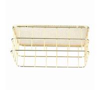 Bewinner Golden Wrought Iron Storage Basket, Multifunctional Wire Mesh Desktop Organizer for Home - Large Size, 9.6 X 6.5 X 2. Inch, Durable Stable Groceries Basket for Bathroom Living (Small)