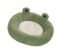 Bewinner Green Cat Bed, Round Shape Plush Pet Bed with Raised Edge for Neck Support, Non-Slip Bottom, Machine Washable Design for Cats and Dogs Below 16.5lb (M)