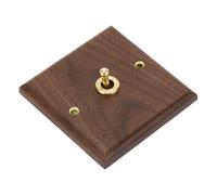 Bewinner Handmade Walnut Toggle Switch Antique Decoration Wall Panel Retro Single Toggle Switch Vintage Style with Brass Light for Home Industrial Decor