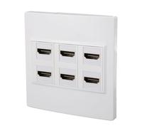 Bewinner High Definition Multimedia Interface 6 Port Wall Plate Professional 4K 3840x2160 60HZ Wall Plate for Home Systems, ABS Material