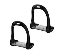 Bewinner Horse Riding Stirrup - Aluminum Saddle with Non-Slip Stainless Steel Pad, 5 Colors, 4.7x1.4in, 1220g/Pair (Black)