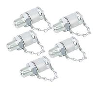 Bewinner Hydraulic Testing Adapter 5Pcs PT/PPT NPT1/4 Thread Test Coupling Connectors for Pressure Measuring, High Pressure Hydraulic System Adapters, Carbon Steel Galvanized -40℃-+100℃ (NPT1/4)