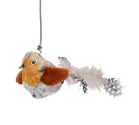 Bewinner Interactive Chirping Bird Cat Toy - Touch Activated Plush Simulation Cat Exercise Toy for Indoor Kitty, Durable Bite-Proof Plush with Feathers and Realistic Bird Sounds, Safe (Orange)