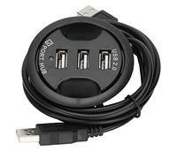 Bewinner JK38h USB 2.0 Hub Round Desktop Docking Station, ABS 3 Port USB Hub with 1.5m Cable, No External Power Supply, Fits 3.14 Inch Desk Hole for Laptop Office Setup