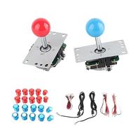 Bewinner Joystick Accessories Long Service Life 1 Million Clicks DIY Kits 20 Buttons 2 Player for System (Red+Blue)