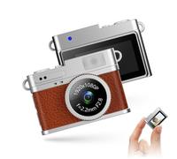 Bewinner Keychain Camera Retro Digital - 1080P Video Mini Portable Camera, 2MP Photos, 0.96in Screen Retro Digital Camcorders with 6 Filters and LED Flash (Brown)