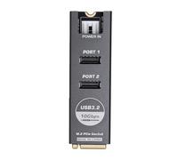 Bewinner M.2 NVMe to Type E Adapter Card, Dual USB 3.2 10Gbps Expansion Module for Motherboard Front Panel Type C Connectivity, Aluminum Alloy Housing, M Key Interface