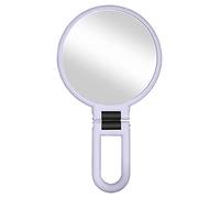 Bewinner Magnifying Handheld Mirror Folding Handle 10X/15X Double-sided Makeup Mirror for Travel Portable Pedestal for Women ABS Material (15X)