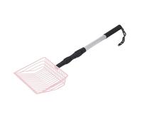 Bewinner Metal Chicken Litter Scoop, Non Stick Long Handled Telescoping Shovel for Chicken Coop Cat, Adjustable Rust Proof Stainless Steel Litter Scooper, No Bend Over Cleaner for Poultry (Pink)