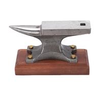 Bewinner Mini Horn Anvil with Ebony Wood Base, High Carbon Steel Cast Steel Anvil for Jewelry Making, 75x26mm Work Surface,9mm Through Hole for Metal Forging and Shaping