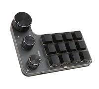 Bewinner Mini Macro Mechanical Gaming Keyboard, 12 Keys 3 Knobs One Handed USB PC Keypad, Programmable Shortcut Custom Function Keyboard for Game Office (Wired USB)