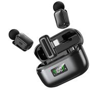 Bewinner Mini Wireless Lavalier Microphone, AI Noise Reduction. AI Voice Changer, 10h Charging Case, Clip Mini Lapel Mic for Video Recording, Vlogging (Black)