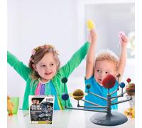 Bewinner Nine Planets Experiment Project Model Toy with Rotating Arms, Balls, and Paint for Spatial Imagination Development, Science Toy for Children (colorful)