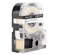 Bewinner Oil-Proof PET Label Tape 9mm X 8m for LW Series, Sr530c, Sr550c, Sr3900c Printer, Black on Gold, Scratch-Resistant, No (9mm Transparent Background Gold Letters)